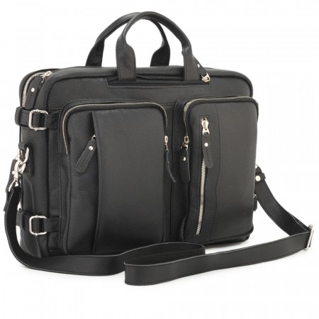 Кожаная сумка-рюкзак "Бигмэн" (черная)