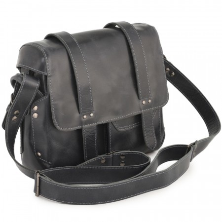 Кожаная сумка "Фрея" (темно-серая)