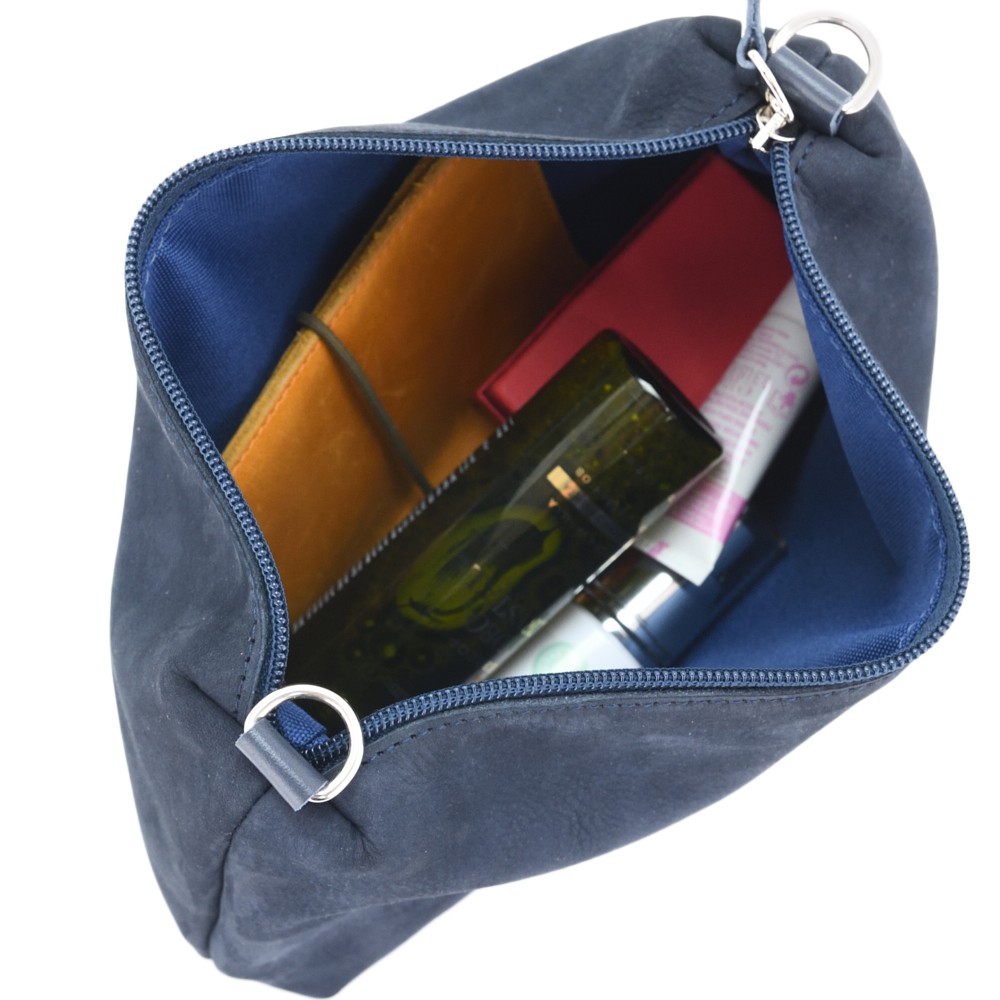 Кожаная косметичка "Лорен" (синяя)