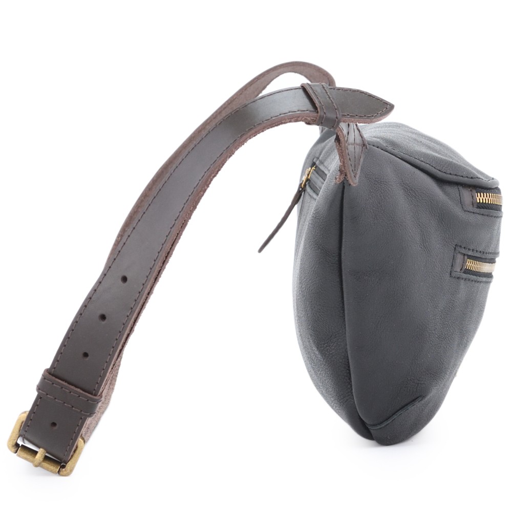 Кожаная сумка на пояс "Манчестер" (чёрный крейзи) 