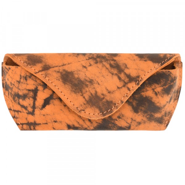 Кожаный футляр для очков из жёсткой кожи (старение рыжий) . фото 1