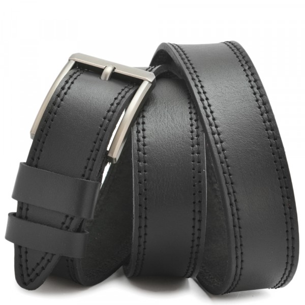 Кожаный ремень "Персиваль нью" (чёрный). фото 1