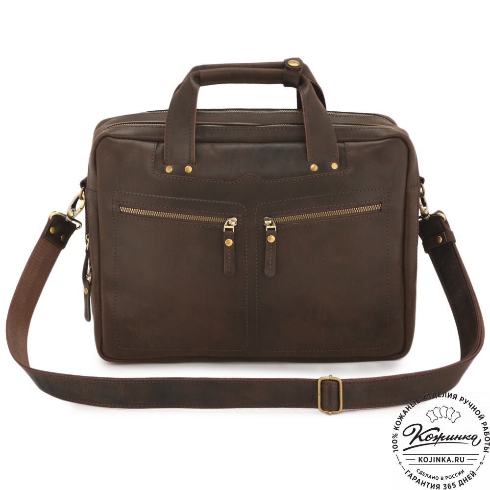 Кожаная мужская сумка-рюкзак "Генри" (коричневый)