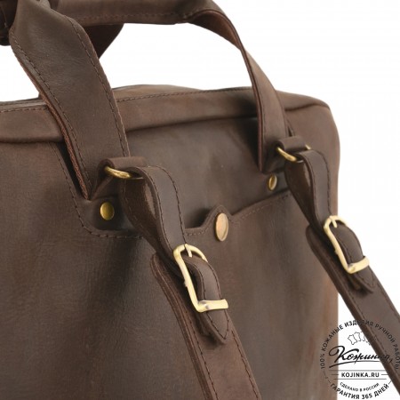 Кожаная мужская сумка-рюкзак "Генри" (коричневый)
