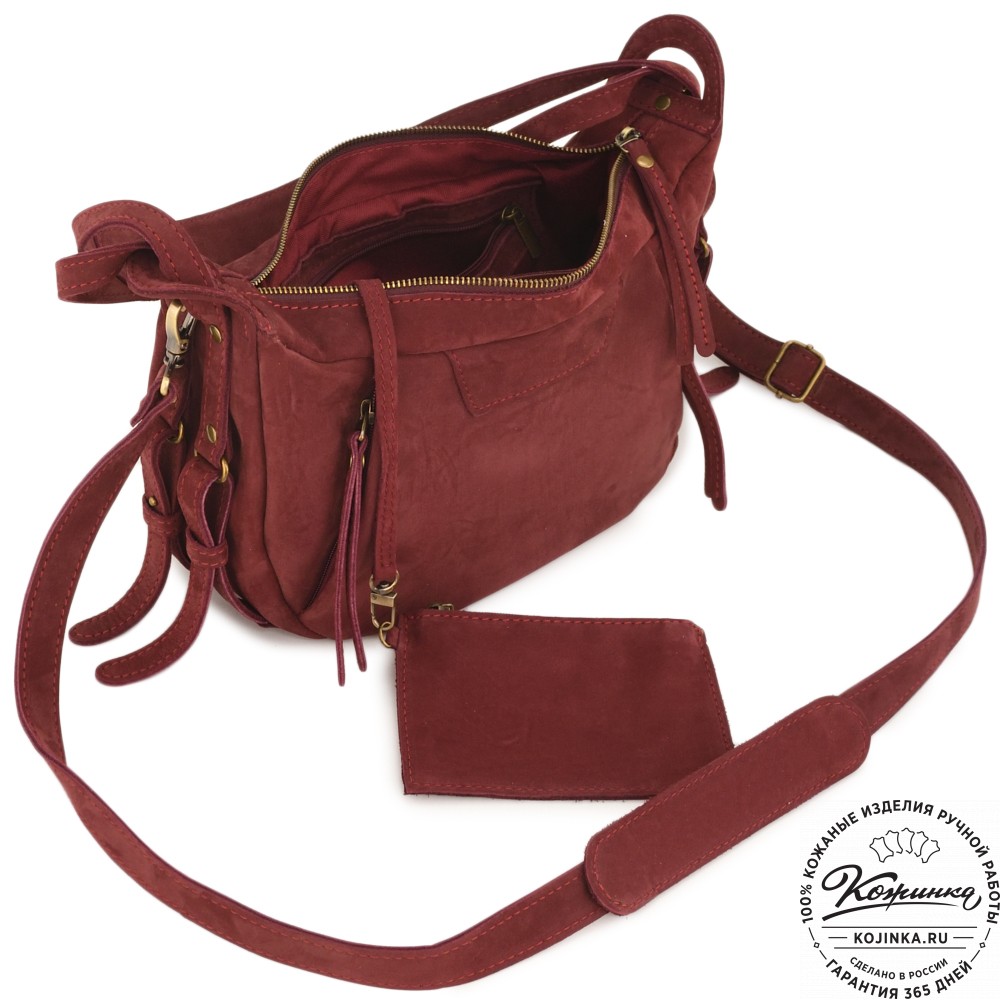 Женская кожаная сумка "Техас" (бордо нубук)