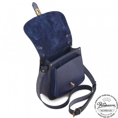 Кожаная сумка ручной работы "Париж" - с ручкой (синий)