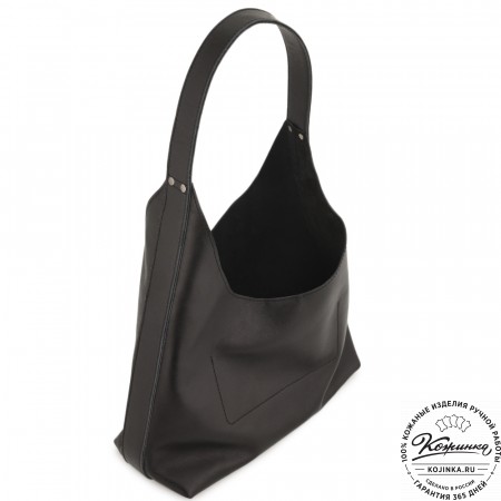 Женская кожаная сумка-шоппер "Ямайка" (черная) 