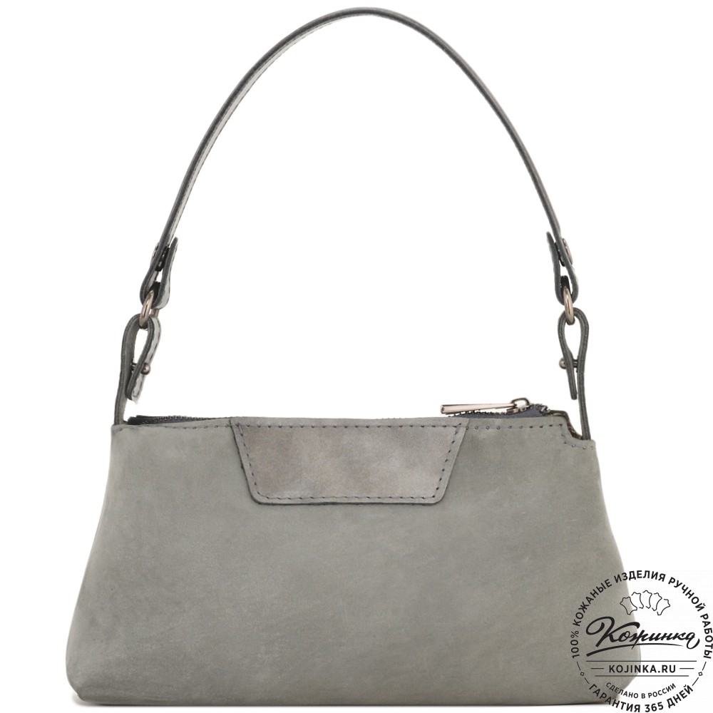 Женская кожаная сумка "Анталия" с косметичкой (серая)