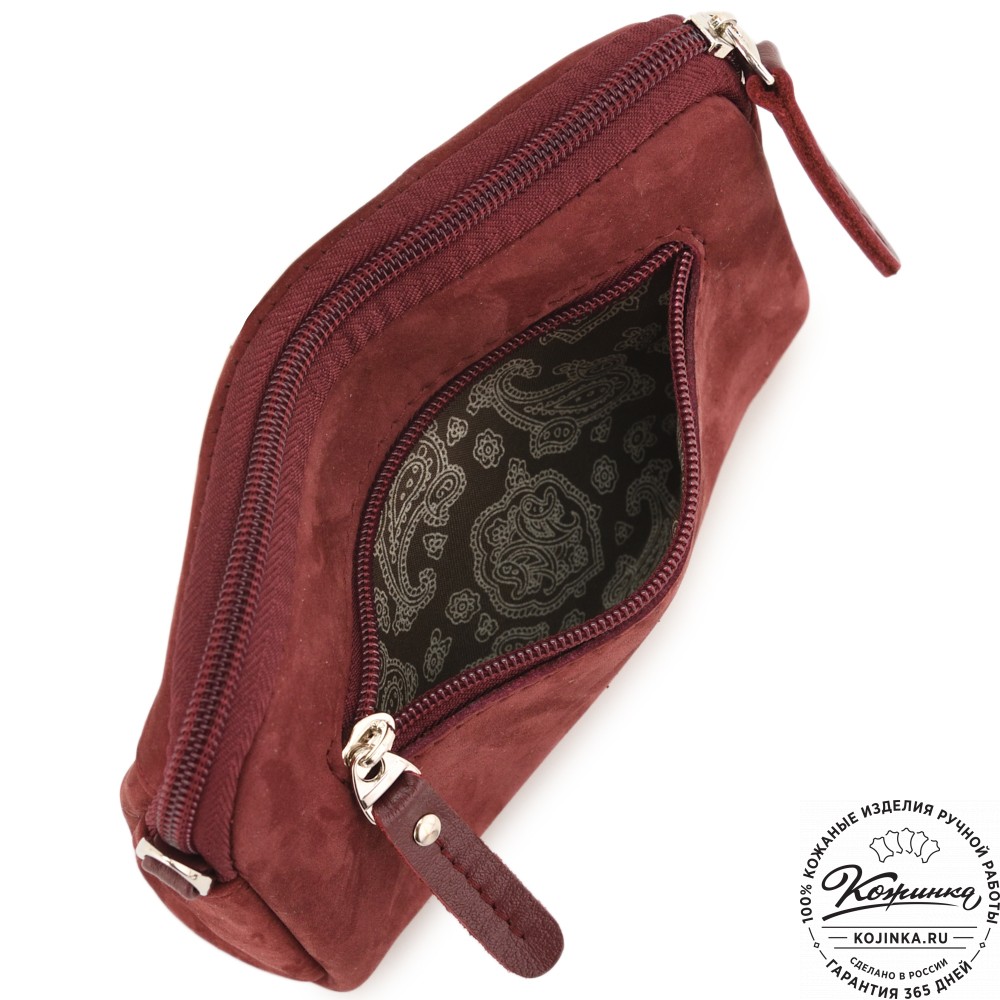  Кожаный клатч "Марта" (нубук вишня)