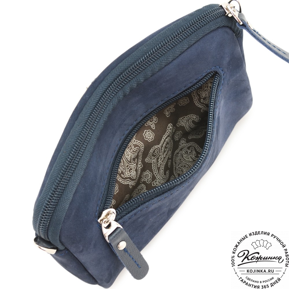  Кожаный клатч "Марта" (нубук синий)