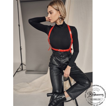 Кожаная портупея Simplex (красная)