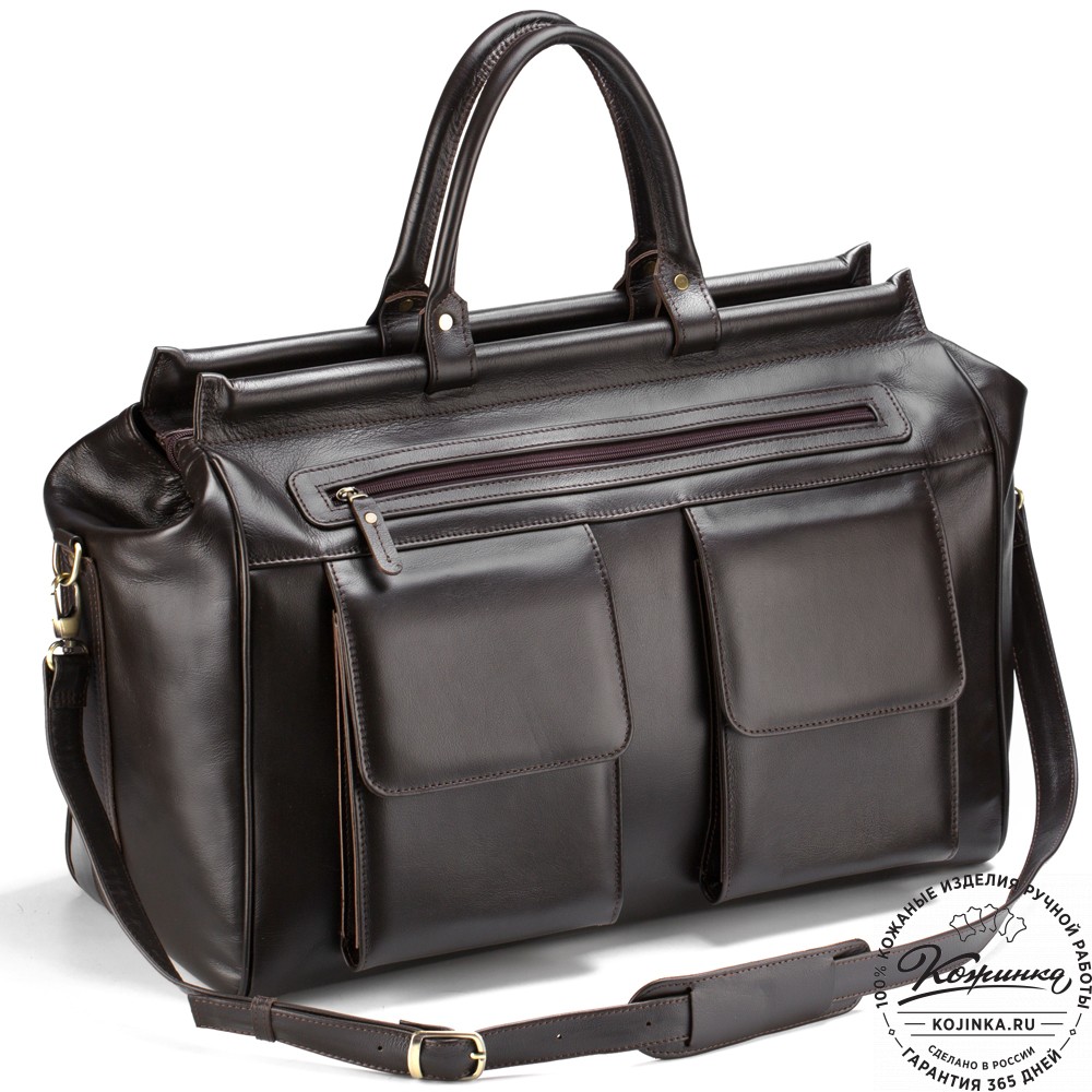 Кожаный дорожный саквояж "Бранденбург" (тёмно-коричневый)