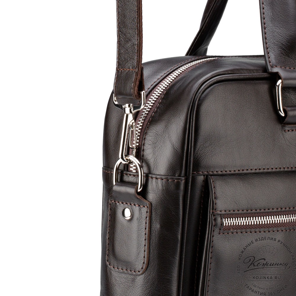 Кожаная деловая сумка "Гофман" (коричневая) 