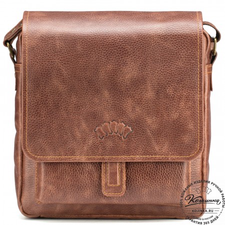 Кожаная сумка через плечо "Алекс" (светло-коричневая) 