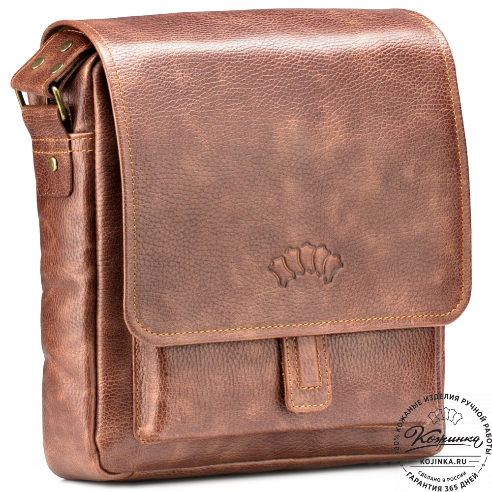 Кожаная сумка через плечо "Алекс" (светло-коричневая) 