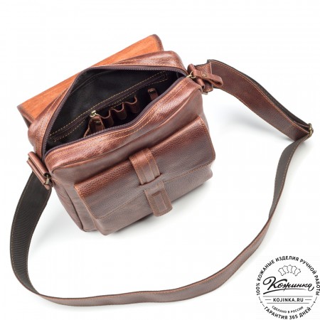 Кожаная сумка через плечо "Алекс" (светло-коричневая) 