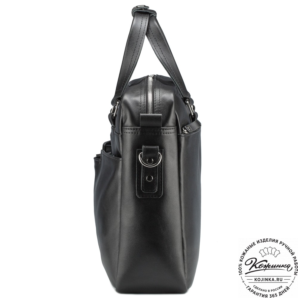 Кожаная деловая сумка "Хантер" (чёрная)