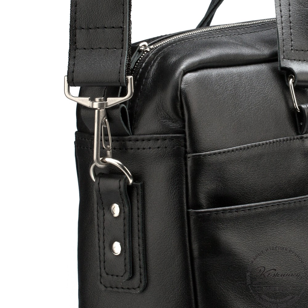 Кожаная деловая сумка "Хантер" (чёрная)