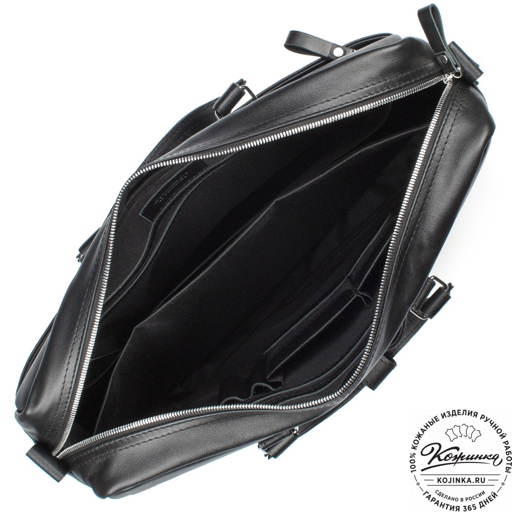 Кожаная деловая сумка "Хантер" (чёрная)