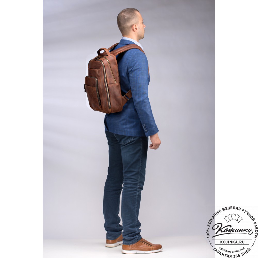 Кожаный рюкзак "Марвин" (рыжий воск)