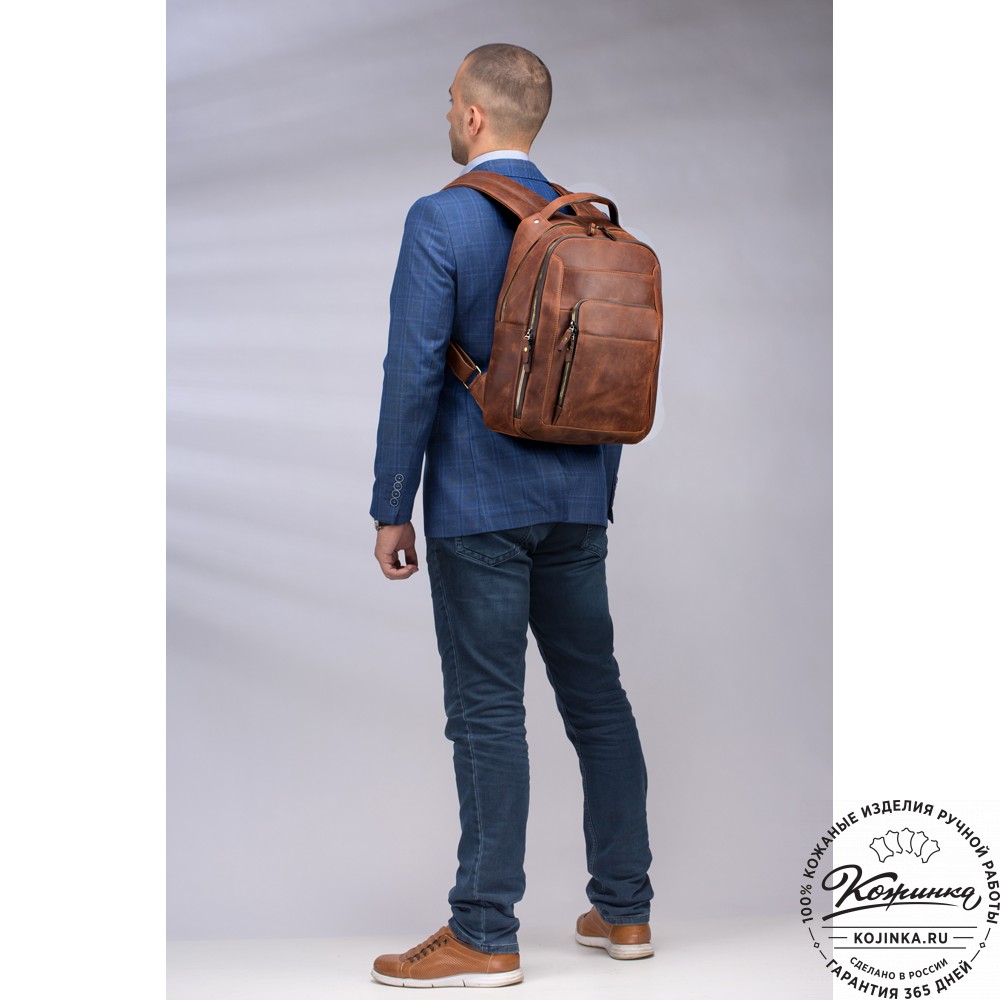 Кожаный рюкзак "Марвин" (рыжий воск)