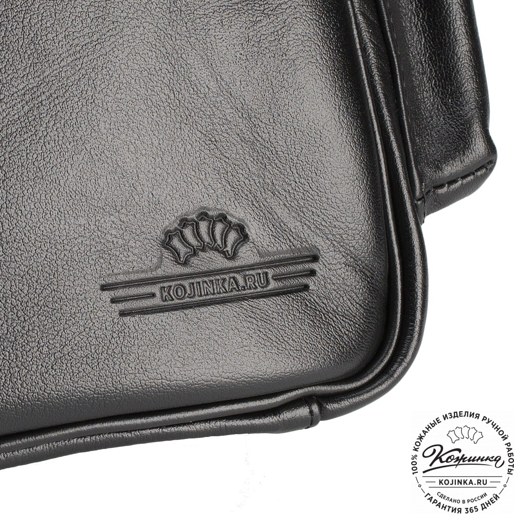 Кожаная деловая сумка для командировок  "Ричард" (чёрная)