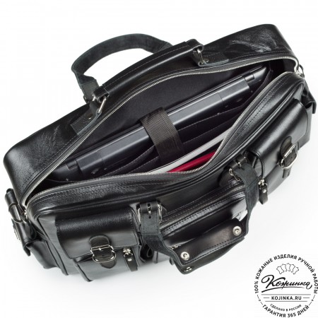 Кожаная деловая сумка для командировок  "Ричард" (чёрная)