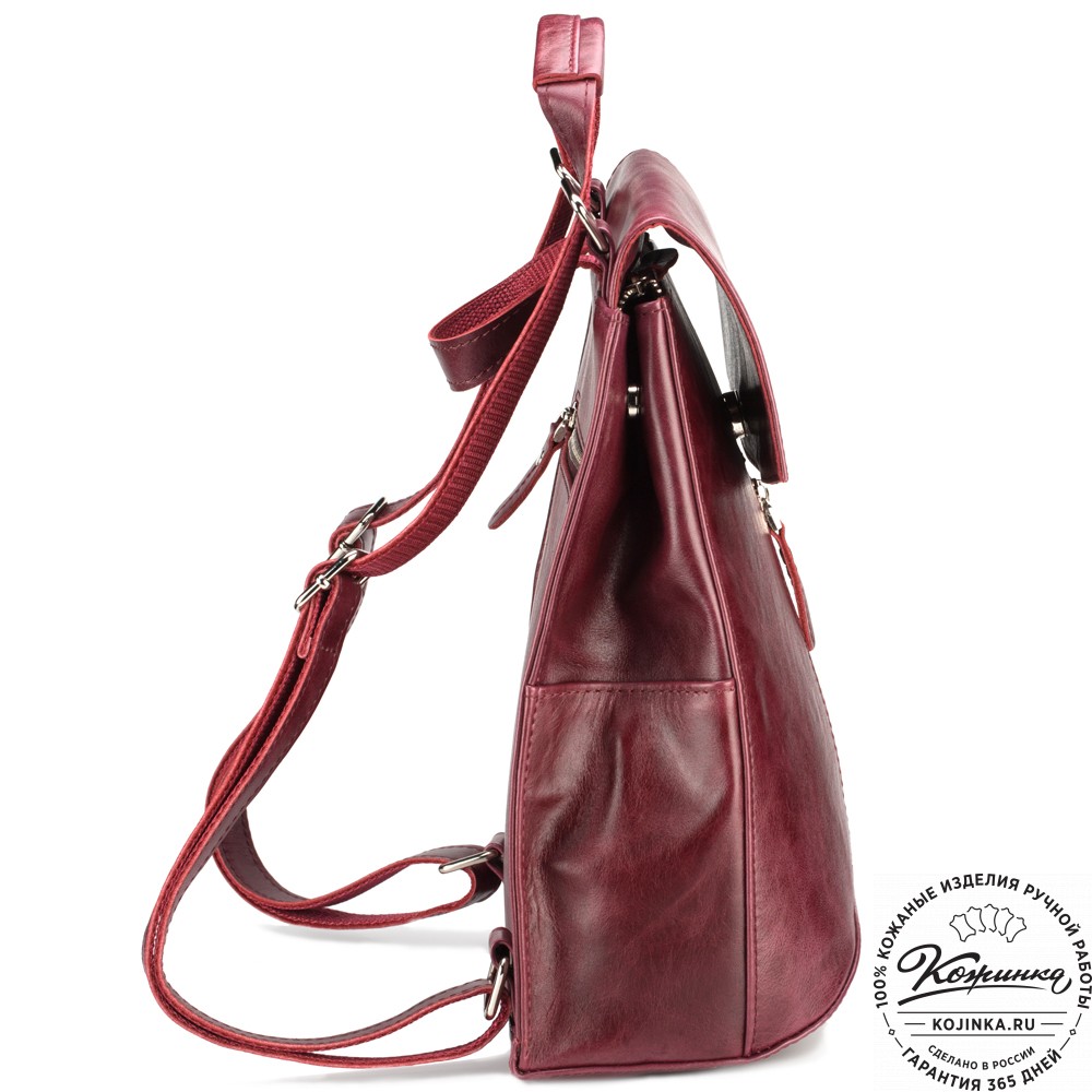 Женский кожаный рюкзак "Ассоль" (бордовый антик)