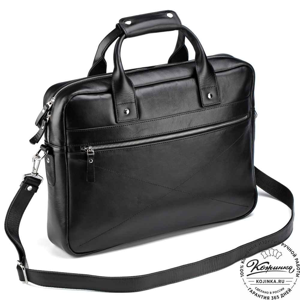 Кожаная деловая сумка "Андерсон" (чёрная) 