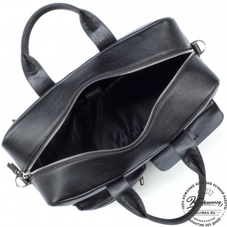 Кожаная деловая сумка "Райли" (чёрная) 