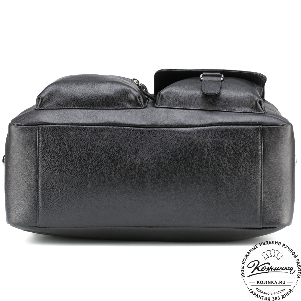 Кожаная деловая сумка "Райли" (чёрная) 