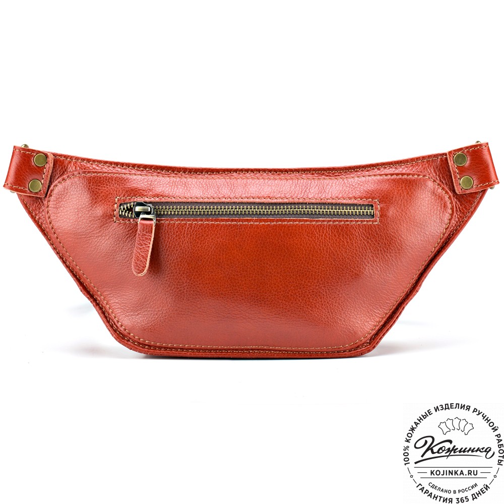 Кожаная сумка на пояс "Рики" (рыжая)