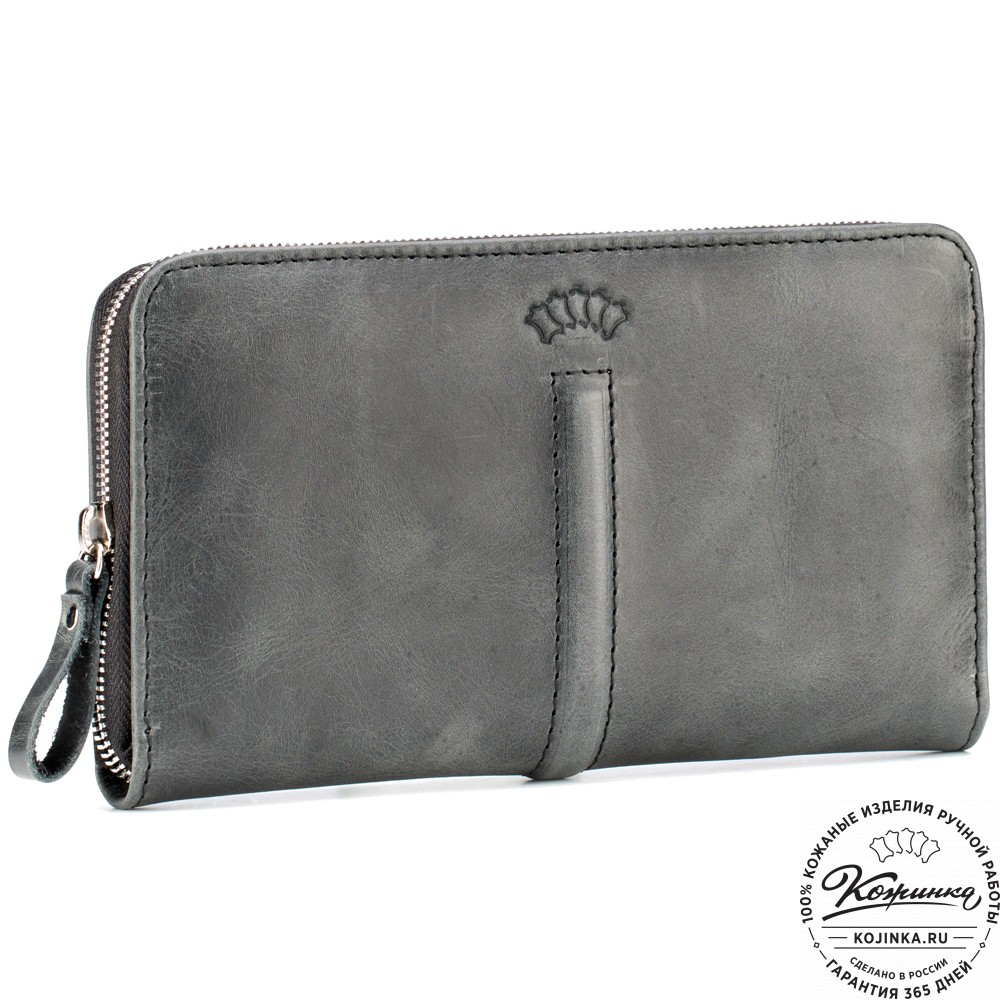 Кожаный клатч "Картер New" (чёрный антик) 