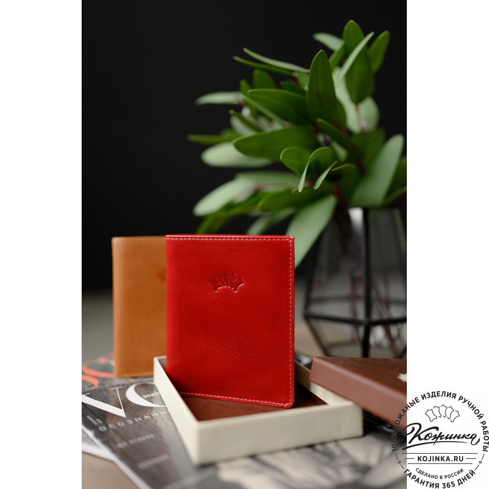 Кожаное портмоне "Россия" (кэмэл)