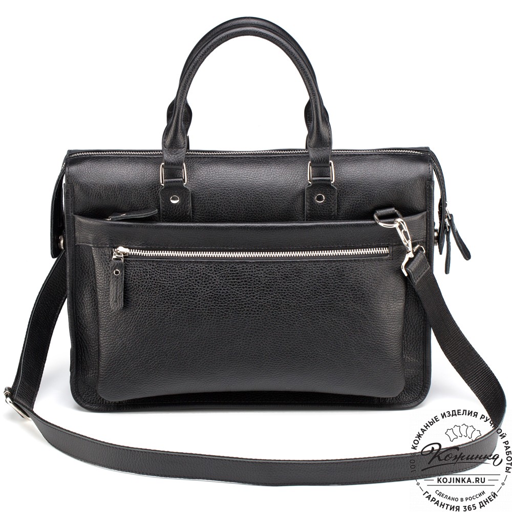 Кожаная деловая сумка "Вильямс" (чёрная) 