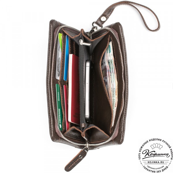 Кожаный клатч "Дарси" (коричневый). фото 1