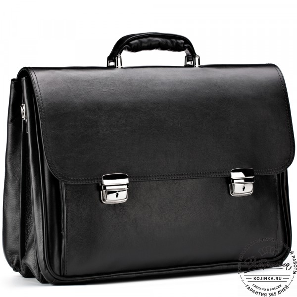 Кожаный портфель "Саймон" (черный). фото 1