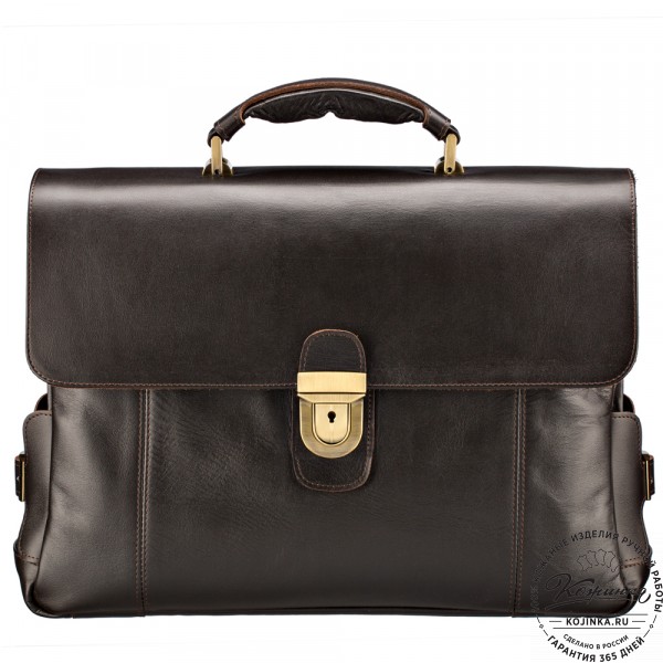 Кожаный портфель "Борменталь" (тёмно-коричневый). фото 1