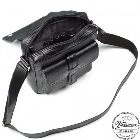 Кожаная сумка через плечо "Алекс" (чёрная) 
