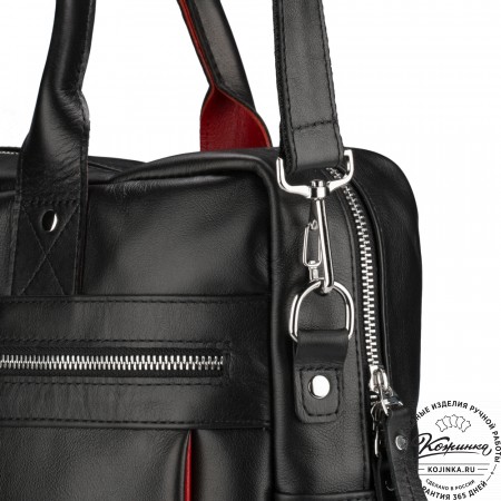 Кожаная деловая сумка "Роджер" (чёрная) 