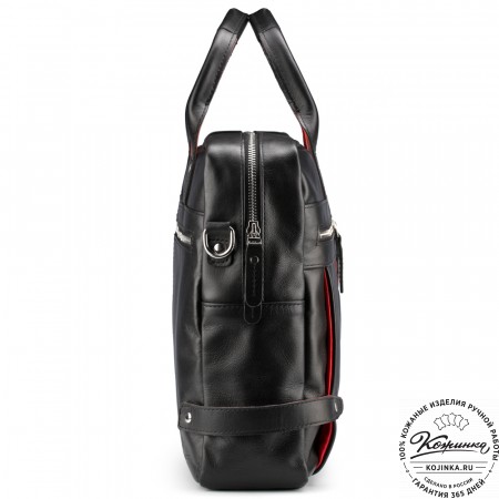 Кожаная деловая сумка "Роджер" (чёрная) 