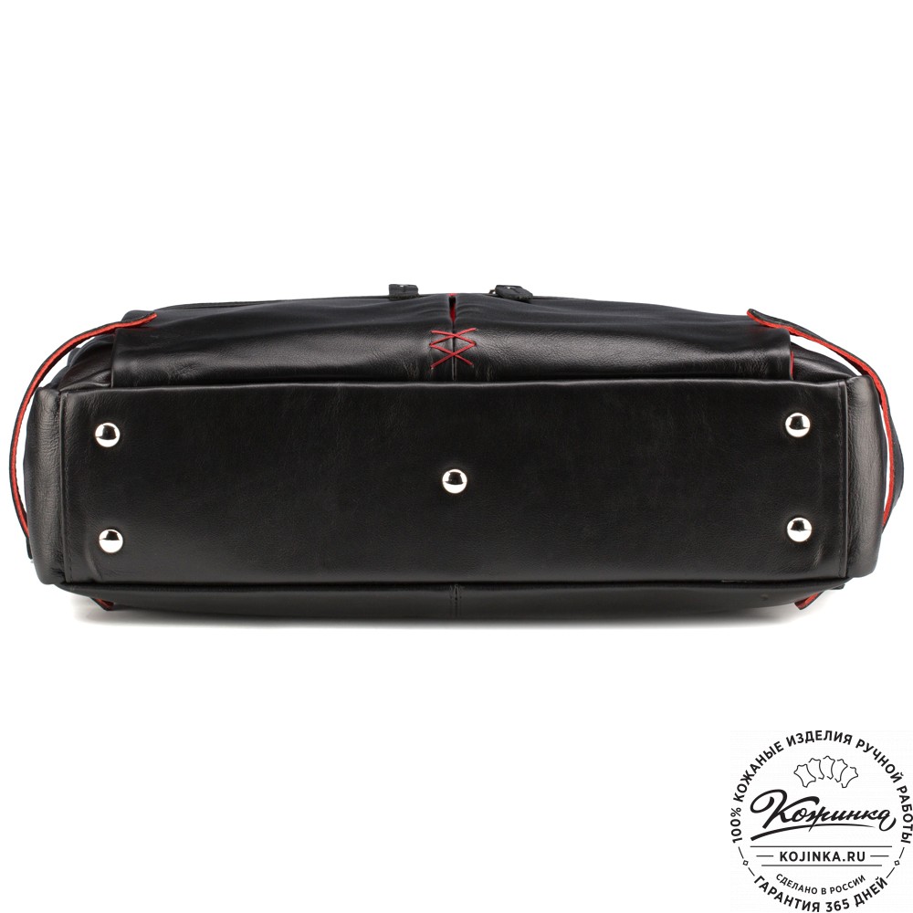 Кожаная деловая сумка "Роджер" (чёрная) 