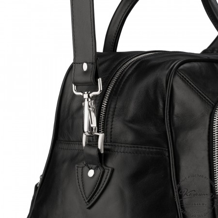 Кожаная дорожная сумка "Бруклин" (чёрная)