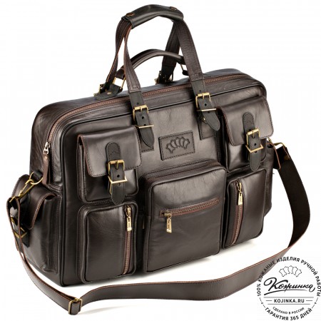Кожаная деловая сумка для командировок  "Ричард" (тёмно-коричневый)