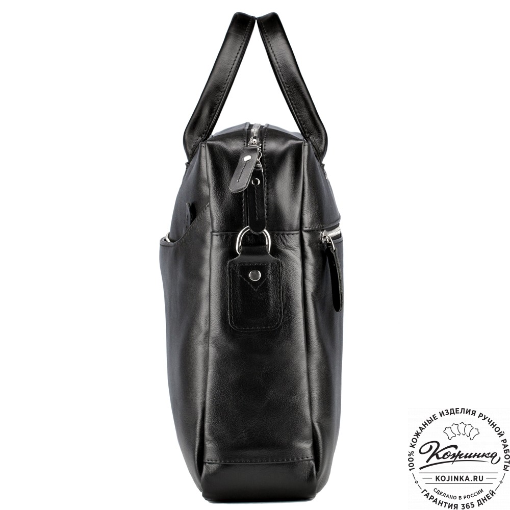 Кожаная деловая сумка "Спайк" (чёрная) 