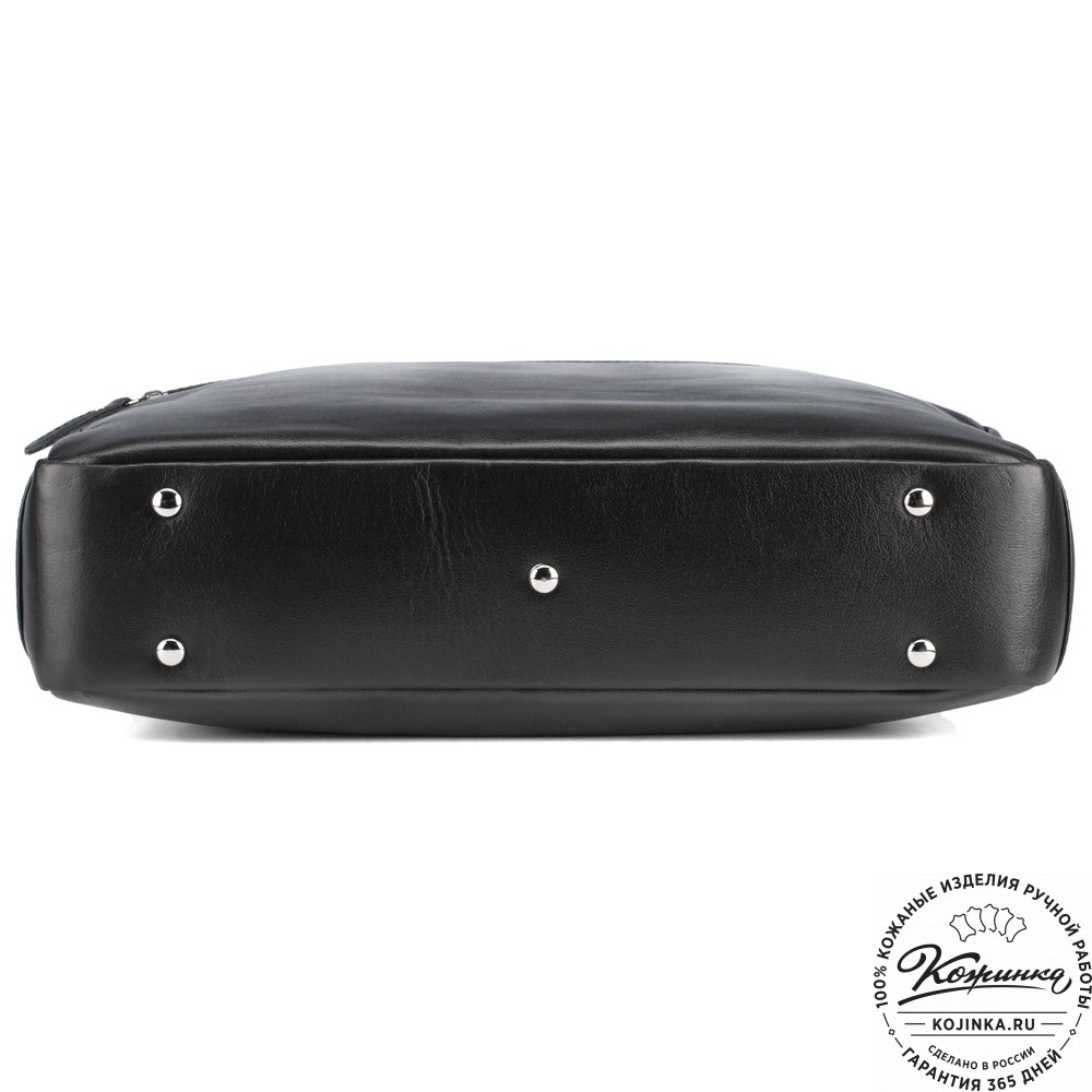 Кожаная деловая сумка "Спайк" (чёрная) 