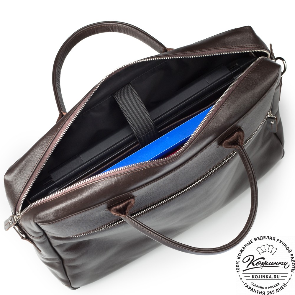 Кожаная деловая сумка "Спайк" (коричневая) 