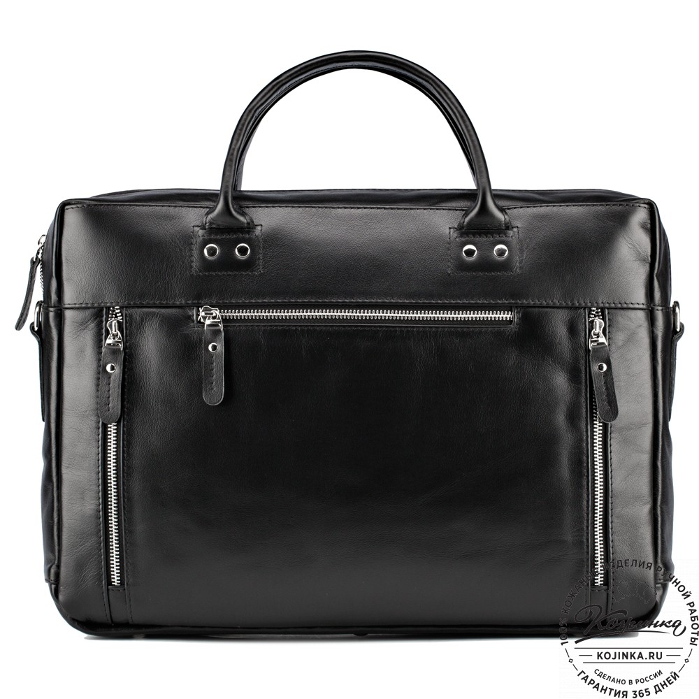 Кожаная деловая сумка "Спенсер" (чёрная) 