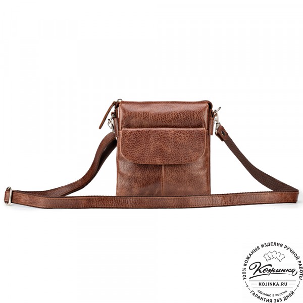 Кожаная сумка "Вуди" (светло-коричневая). фото 1