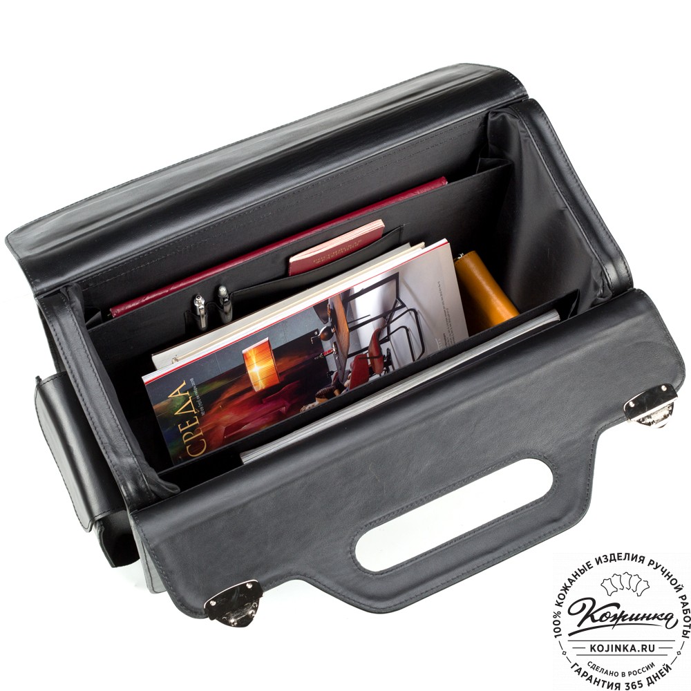 Кожаный портфель-кофр "Аркадий" (чёрный)